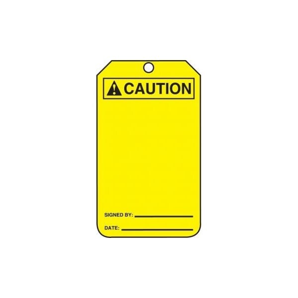 Accuform Safety Tags, ANSI CAUTION BLANK SIGNATURE DATE, 5.75in x 3.25in, PF-Cardstock, 25PK MCGT201CTP - main